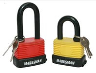 2Pc 50mm Weather Proof Laminated Steel Padlock Lock Long & Normal Shackle 2 Keys