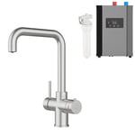 3 Way Instant Hot Boiling Water Kitchen Tap Brushed Nickel with Digital Heating Tank Unit & Water Filter