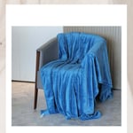 Faux Fur Blue Throw Luxury Super Soft Plain Bed Sofa Settee Throw Blanket