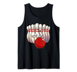 Funny Bowling Pins Scared Faces Strike Bowling Ball Bowler Tank Top