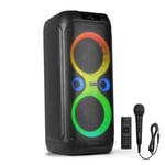Fenton Core160 Party Speaker, Partybox med mikrofon - Bluetooth-högtalare med LED-effekter