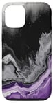 Coque pour iPhone 15 Pro Drapeau Asexuality Marble Pride | Art en marbre noir, violet, gris