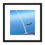 Space Shuttle Atlantis Launch Strike Eagle Patrol Photo 8X8 Inch Square Wooden Framed Wall Art Print Picture with Mount
