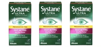 3x Systane Ultra Lubricant Eye Drops for Dry Eye Relief 10ml Pack of 3