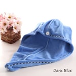 Hair Dry Hat Quick Drying Towel Shower Cap Dark Blue