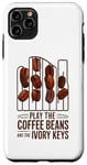 Coque pour iPhone 11 Pro Max Cafetière Piano Design - Grains de café musicaux et ivoire
