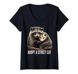 Womens Adopt A Street Cat Shirt Funny Opossum Raccoon Skunk Vintage V-Neck T-Shirt