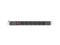 Inline 16416S, 6 Ac-Utgångar, 3680 W, 1,5 Mm ², Svart, Gjuten Aluminium, Plast, Gjuten Aluminium, Plast