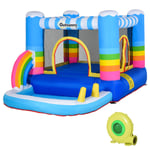 Kids Rainbow Bouncy Castle & Pool House Inflatable Trampoline