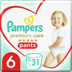 Pampers Premium Care Pants Extra Large Size 6 buksebleer til engangsbrug 15+ kg 31 stk.
