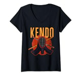 Womens Japanese martial fighter kenjutsu souvenir nation Kendo V-Neck T-Shirt