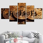 RuYun Nordic wall art deco 5 pieces bitcoin coin money painting on canvas print type picture home decoration poster artwork 20x35 20x45 20x55cm no frame