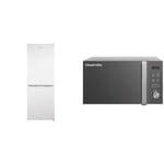 Russell Hobbs Low Frost White 60/40 Fridge Freezer, 173 Total Capacity & RHM2076S Freestanding Compact Microwave, 800 W, 20 liters, Silver