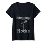 Womens Singing Rocks, Singer Vocalist Rock Musician Goth V-Neck T-Shirt