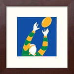 Lumartos, Vintage Rugby World Cup 2015 Poster Contemporary Home Decor Wall Art Watercolour Print, Mahogany Frame, 12 x 12 Inches