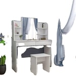 Sminkbord med spegel, stor spegel, hållbar och stadig, vit