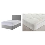 Silentnight Non Storage Divan | Slate Grey | King with Miracoil Cushion Top Mattress | Medium Firm | King