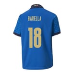 2020-2021 Italy Home Football Soccer T-Shirt (Kids) (Nicolò Barella 18)