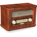 MADISON - MAD-RETRORADIO - Radio Vintage sur Batterie avec FM, Bluetooth, AUX-in de 10W - Finitions Bois