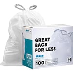 Plasticplace Sacs poubelle sur mesure Compatible Simplehuman TRA175WH Code H Blanc avec cordon de serrage 30-35 L 47 x 71 cm