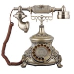 TelPal Bronze Retro Vintage Antique Style Rotary Dial Button Desk Telephone Phone Home Office Telephone Set
