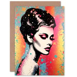 Colourful Glam Girl Stars for Wife Her Birthday Thank You Blank Greeting Card