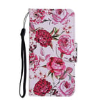 Samsung Galaxy M11 Case Phone Cover Flip Shockproof PU Leather with Stand Magnetic Money Pouch TPU Bumper Gel Protective Case Wallet Case Peony