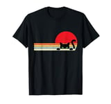 Vintage Sunset Black Cat Funny Peek a Boo T-Shirt