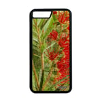 Coque Iphone 8+ Plus En Silicone Fleurs Etui Vert Texture Design Mobile 256 Go De Protection Fond Plante Exotique Original