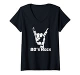 Womens Lets Rock n Roll - Retro 80s Rock Music Band Men Women V-Neck T-Shirt