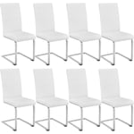 Tectake - Lot de 8 chaises Rembourré avec revêtement en cuir synthétique Dossier ergonomique - blanc