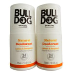 2x Bulldog Skincare Lemon and Bergamot Roll On Natural Deodorant 75 ml Vegan