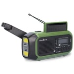 Nedis Nødradio, DAB+/FM, Håndsving/batteri/solcelle/USB strøm