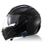 Bluetooth Casques Moto intégrés,Anti-Glare Full Face Modulable Double visières modulaire vélo Casques Motorcross Intercom Casque ECE Homologué T,XL