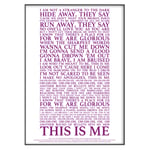 This is Me (The Greatest Showman) Song Lyrics Official Licensed Print Poster (Unframed) (A3 (42cm x 29.7cm), Purple)