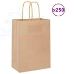 Papperspåsar 250 st med handtag brun 15x8x21 cm
