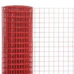 Hønsenet stål med PVC-belægning 25 x 1,5 m rød