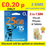 O2 Sim Card New Sealed 2024 O2 Sim Pay As You Go 02 3G 4G 5G.Classic Data, WiFi