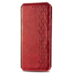 FANFO® Case for Oppo A91/F15, Vogue Magnetic Clasps PU Leather Case with Stand Function & Credit Card Slot Shockproof Flip Wallet Case Cover, Red