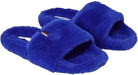 Tommy Hilfiger Women Fur Home Slippers Slides Plush, Blue (Ultra Blue), 3 UK