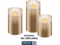 3-Pack Led-Ljus Av Äkta Vax I Ett Glas, Guld-Transparent, Inkl. 10X Aaa (Lr03)