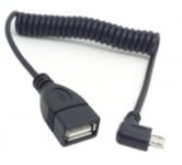 MICRO-B han / USB-A hun spiral forlænger kabel - Sort - 1 M