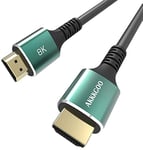 AKKKGOO 8K HDMI Cable 1M HDMI 2.1 Cable Real 8K High Speed 48Gbps 8K(7680x4320)@60Hz 4K@120Hz Dolby Vision HDCP2.2 HDR4:4:4 HDR eARC Compatible with Apple TV Samsung QLED TV