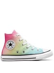 Converse Kids Girls Hyper Brights High Tops Trainers - Turquoise/Pink, Blue, Size 1 Older