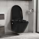 WC suspendu sans rebord INGSHOP - Céramique noire - Fonction de ralentissement de la fermeture