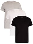 Calvin Klein3 Pack Lounge Crew T-Shirts - Black/White/Grey Heather