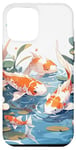 iPhone 14 Plus four koi fish japanese carp asian goldfish flowers lily pads Case