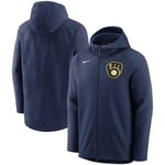 AUTHENTIC COLLECTION NIKE MILWAUKEE BREWERS NAVY THERMA FULL ZIP HOODIE SIZE L