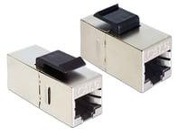 DELOCK – Keystone-moduuli RJ45 naaras >RJ45 naaras, suojattu Cat.6, hopea (86210)