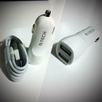 Black - Apple Iphone 6/5/5s/5c In Car Super Fast Charger + 8 Pin Data Cable Usb